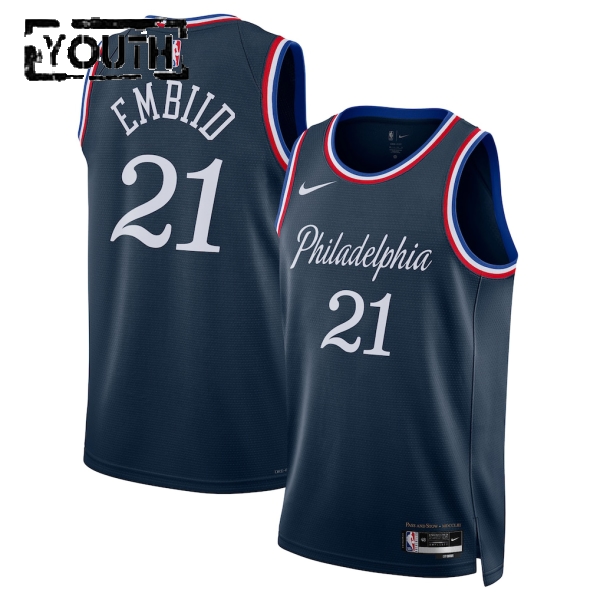 Philadelphia 76ers Trikot Joel Embiid Nike 2025-26 City Edition Navy Swingman - Kinder